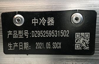 Радиатор интеркулера DZ95259531502